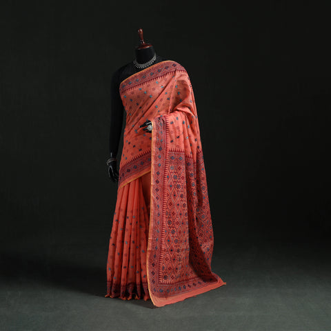 Bengal Kantha Hand Embroidery Silk Cotton Chapa Work Saree 79