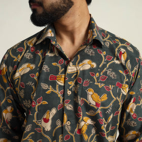 Buy Green Cotton Men Kalamkari Print Shirt