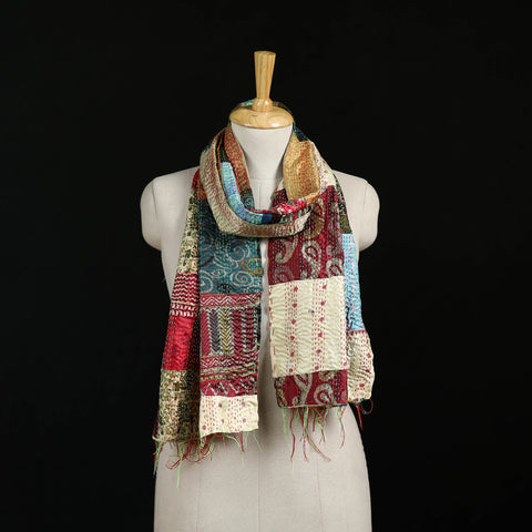 Bengal Kantha Handwork Patchwork Reversible Silk Stole 140