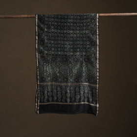 Handloom Chanderi Silk Ajrakh Hand Block Print Natural Dyed Stole 13