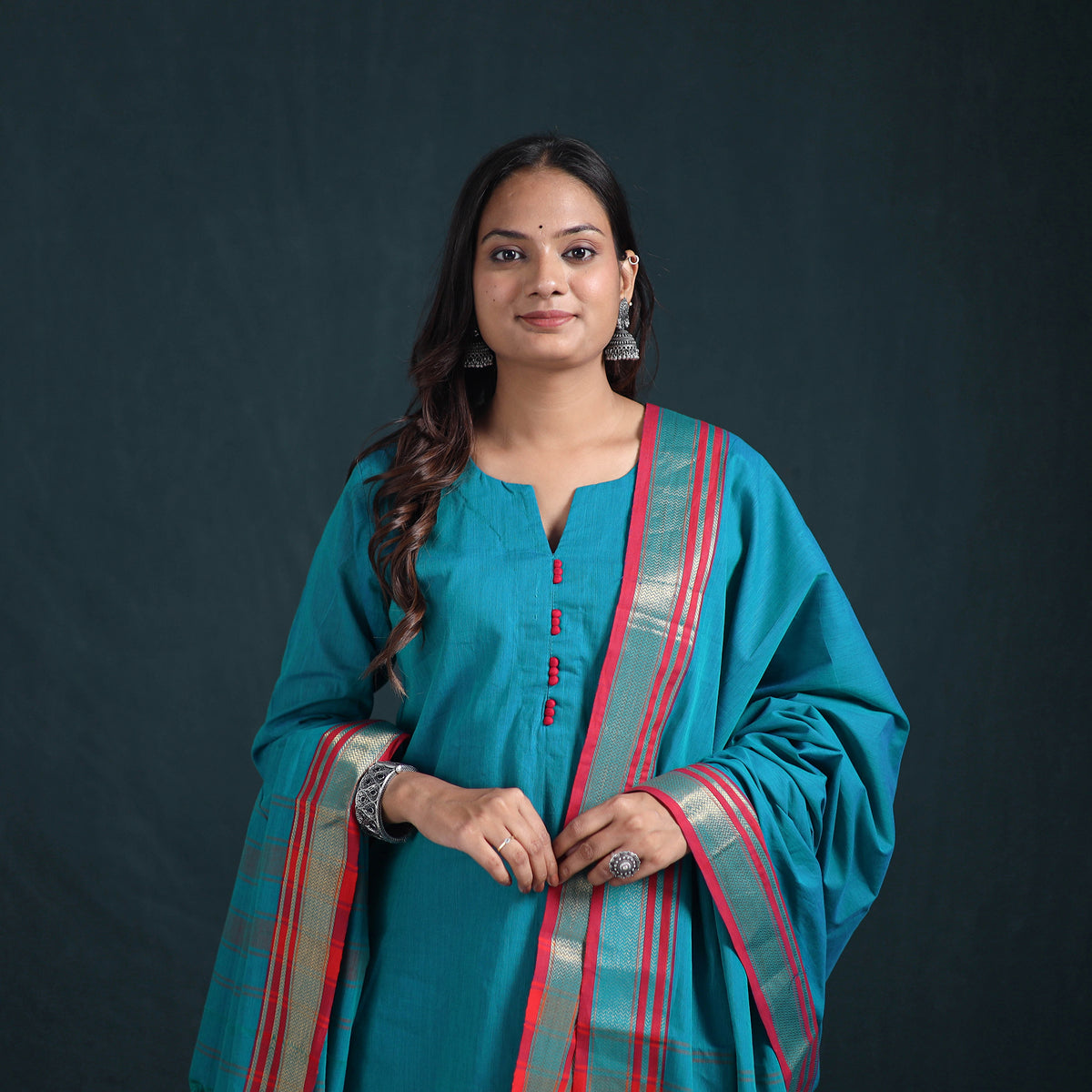 Dharwad Cotton Suit Set with Dupatta for Women 09