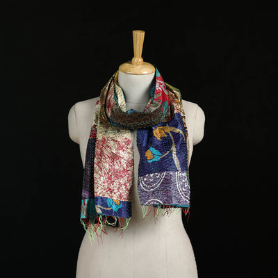 Bengal Kantha Handwork Patchwork Reversible Silk Stole 141