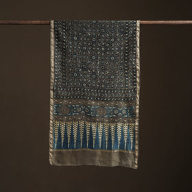 Handloom Chanderi Silk Ajrakh Hand Block Print Natural Dyed Stole 16