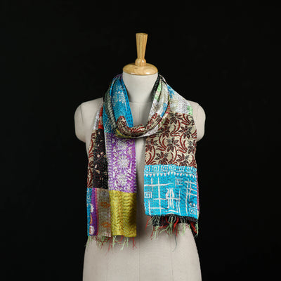 Bengal Kantha Handwork Patchwork Reversible Silk Stole 142
