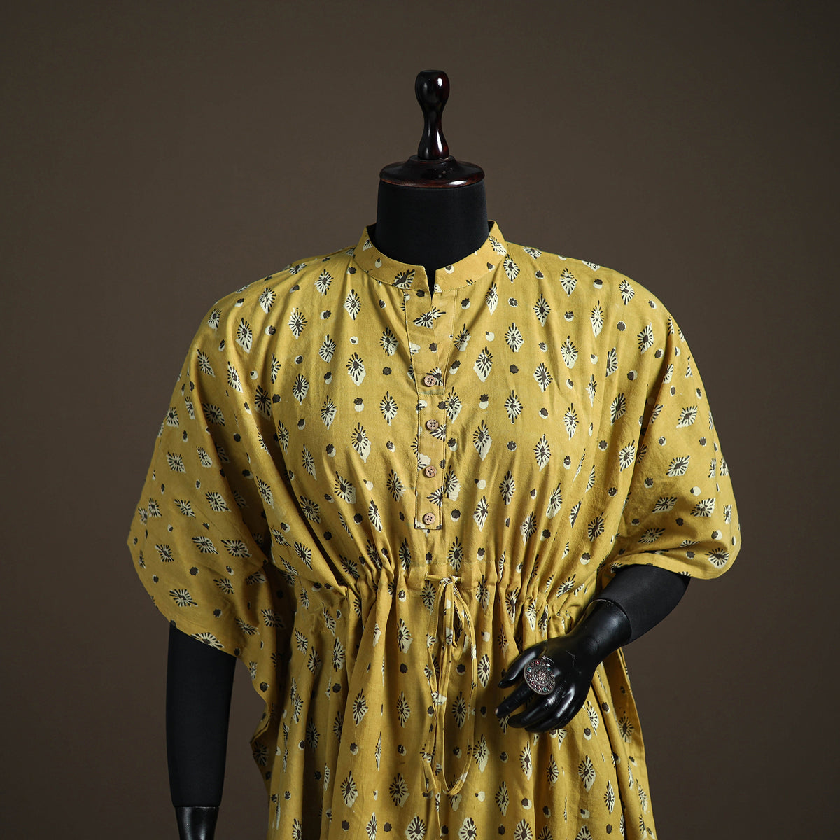 Akola Hand Block Print Natural Dyed Cotton Kaftan (Medium) 164