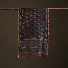 Handloom Chanderi Silk Ajrakh Hand Block Print Natural Dyed Stole 17