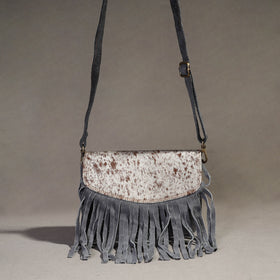  Handcrafted Suede Leather Fringe Sling Bag Online l iTokri.com 