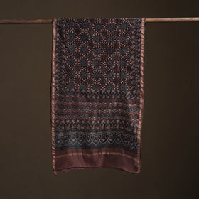 Handloom Chanderi Silk Ajrakh Hand Block Print Natural Dyed Stole 18
