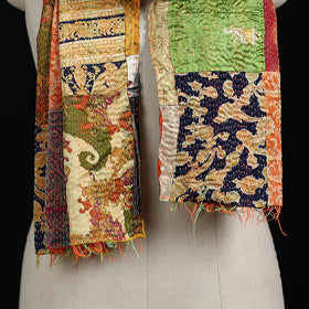 Bengal Kantha Handwork Patchwork Reversible Silk Stole 145