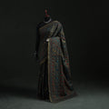 Black - Bengal Kantha Hand Embroidery Silk Cotton Chapa Work Saree 80