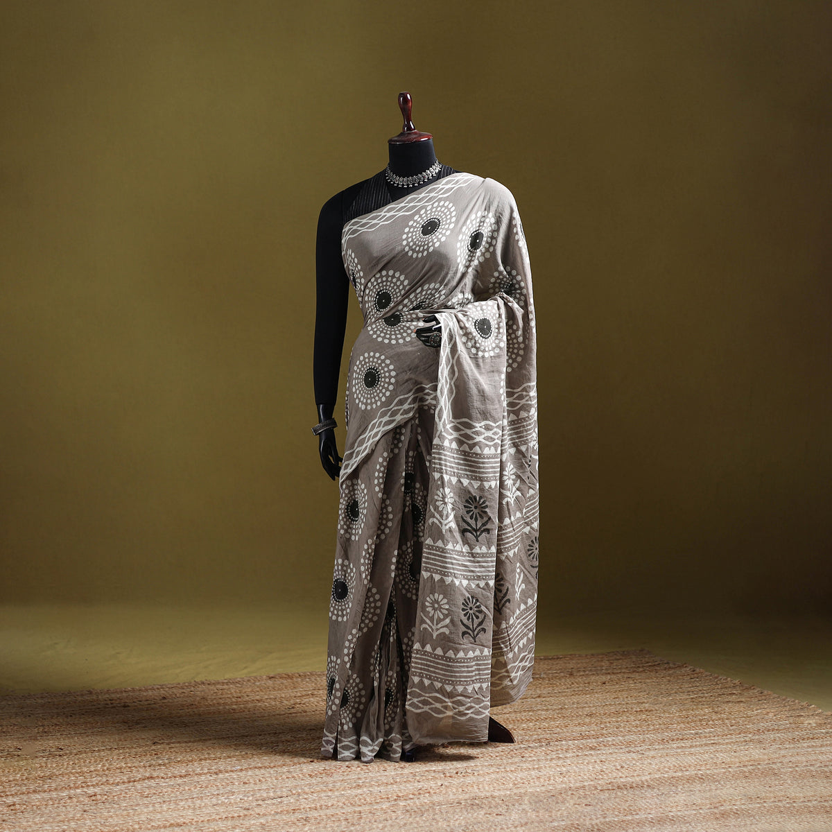 Batik Hand Block Print Pure Mul Cotton Ready To Wear Saree 47