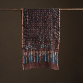Handloom Chanderi Silk Ajrakh Hand Block Print Natural Dyed Stole 20