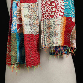 Bengal Kantha Handwork Patchwork Reversible Silk Stole 146