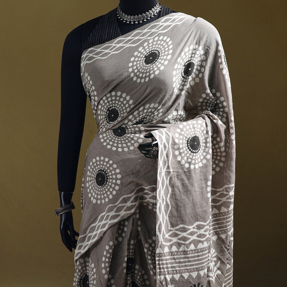 Batik Hand Block Print Pure Mul Cotton Ready To Wear Saree 47