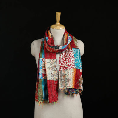 Bengal Kantha Handwork Patchwork Reversible Silk Stole 146