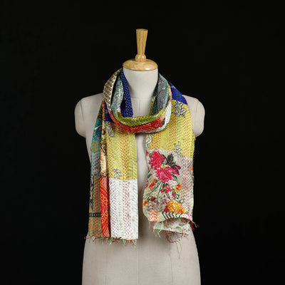 Bengal Kantha Handwork Patchwork Reversible Silk Stole 147