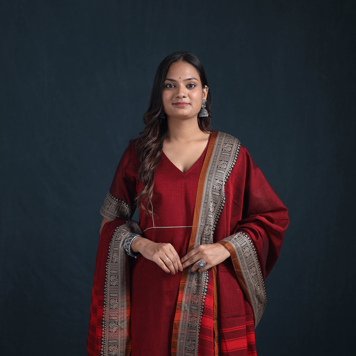 Dharwad Cotton Suit Set with Dupatta for Women 11