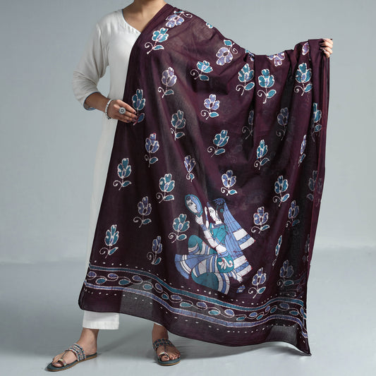 Purple - Hand Batik Printed Cotton Dupatta