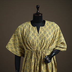 Akola Hand Block Print Natural Dyed Cotton Kaftan (Medium) 165