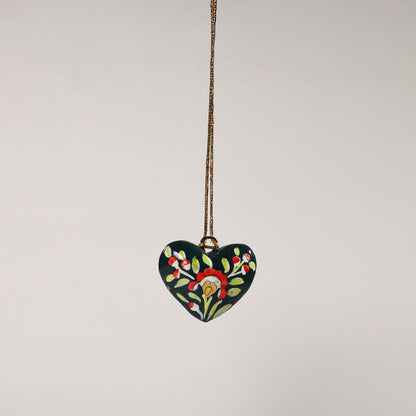 Heart - Kashmir Handpainted Wooden Christmas Ornament (2 Inches)
