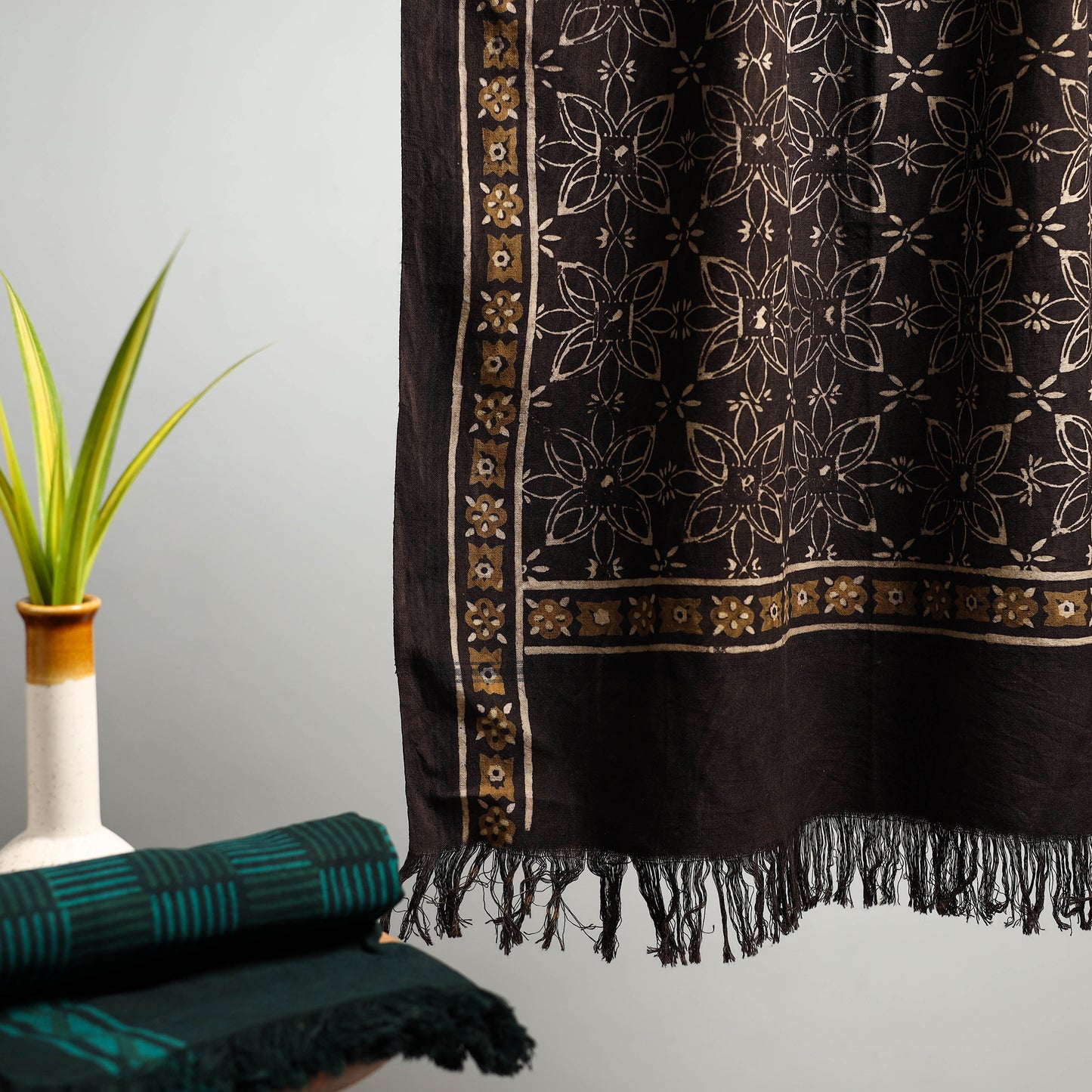 Brown Akola Block Print Pure Handloom Cotton Towel 