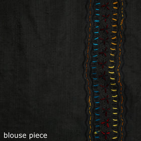 Black - Bengal Kantha Hand Embroidery Silk Cotton Chapa Work Saree 80