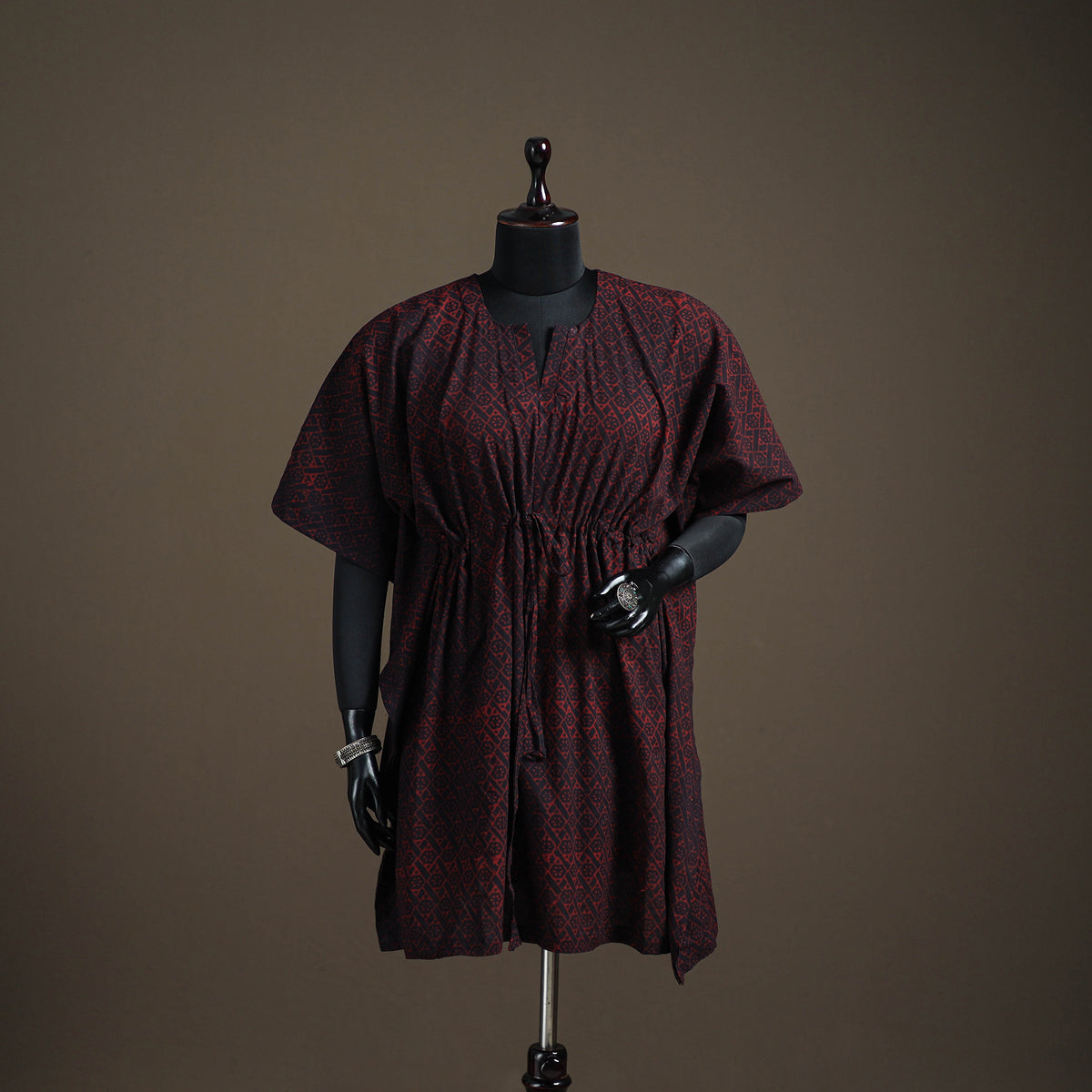 Akola Hand Block Print Natural Dyed Cotton Kaftan (Medium) 166