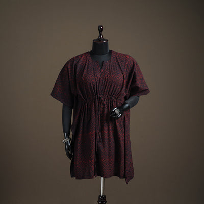Akola Hand Block Print Natural Dyed Cotton Kaftan (Medium) 166