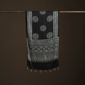 Hand Block Print Natural Dyed Modal Silk Ajrakh Stole 02