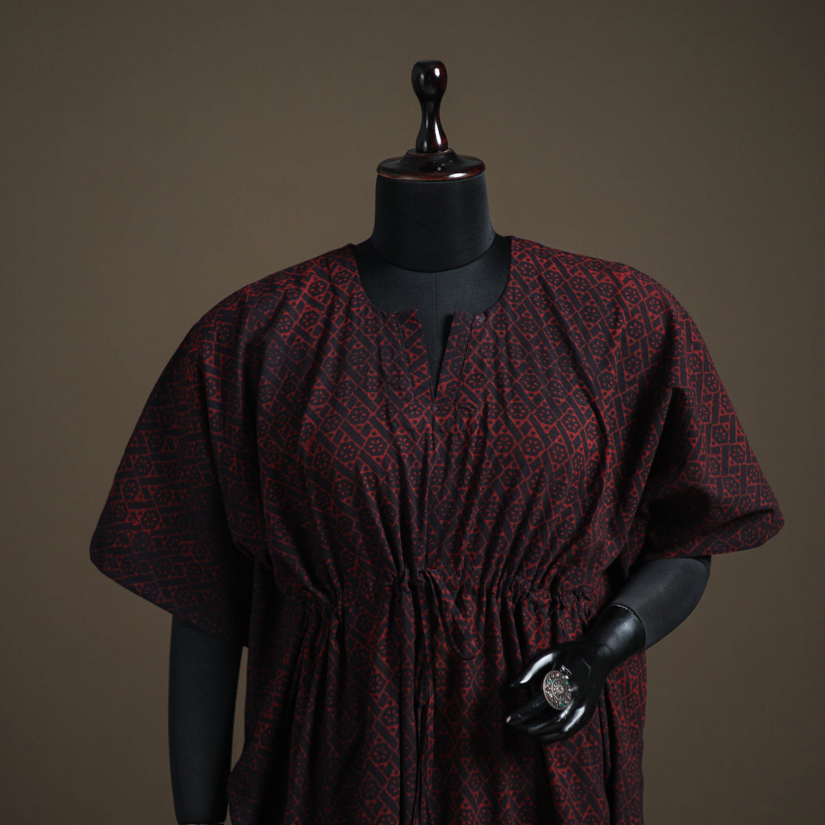 Akola Hand Block Print Natural Dyed Cotton Kaftan (Medium) 166