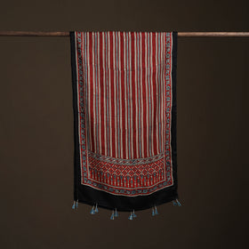 Hand Block Print Natural Dyed Modal Silk Ajrakh Stole 03