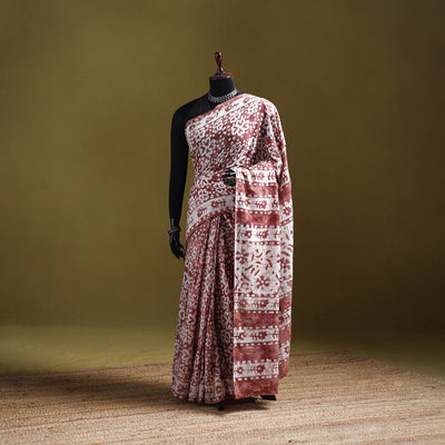 Batik Hand Block Print Pure Mul Cotton Ready To Wear Saree 48