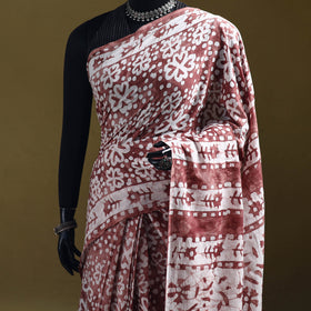 Batik Hand Block Print Pure Mul Cotton Ready To Wear Saree 48