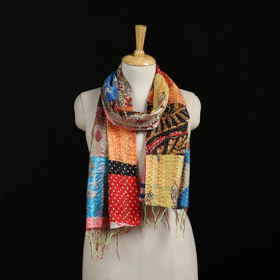 Bengal Kantha Handwork Patchwork Reversible Silk Stole 153