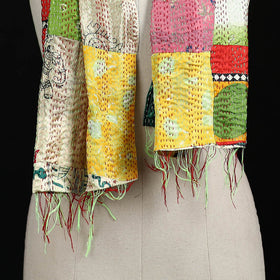 Bengal Kantha Handwork Patchwork Reversible Silk Stole 154