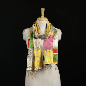 Bengal Kantha Handwork Patchwork Reversible Silk Stole 154