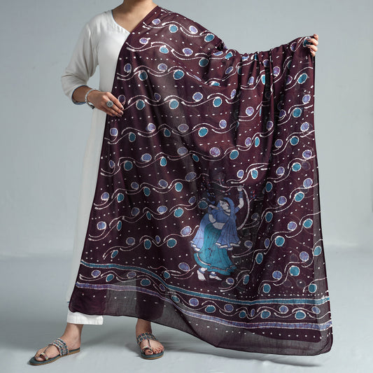 Purple - Hand Batik Printed Cotton Dupatta