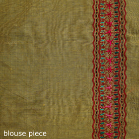 Yellow - Bengal Kantha Hand Embroidery Silk Cotton Chapa Work Saree 81