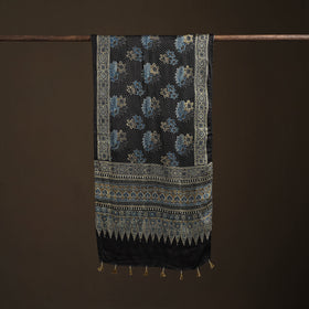 Hand Block Print Natural Dyed Modal Silk Ajrakh Stole 04