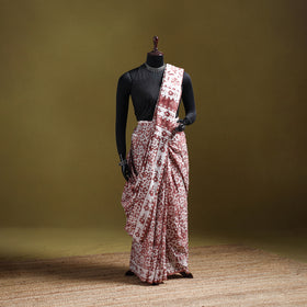 Batik Hand Block Print Pure Mul Cotton Ready To Wear Saree 48