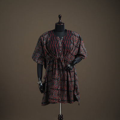 Akola Hand Block Print Natural Dyed Cotton Kaftan (Medium) 167