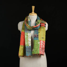 Bengal Kantha Handwork Patchwork Reversible Silk Stole 156
