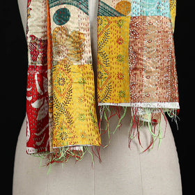 Bengal Kantha Handwork Patchwork Reversible Silk Stole 157