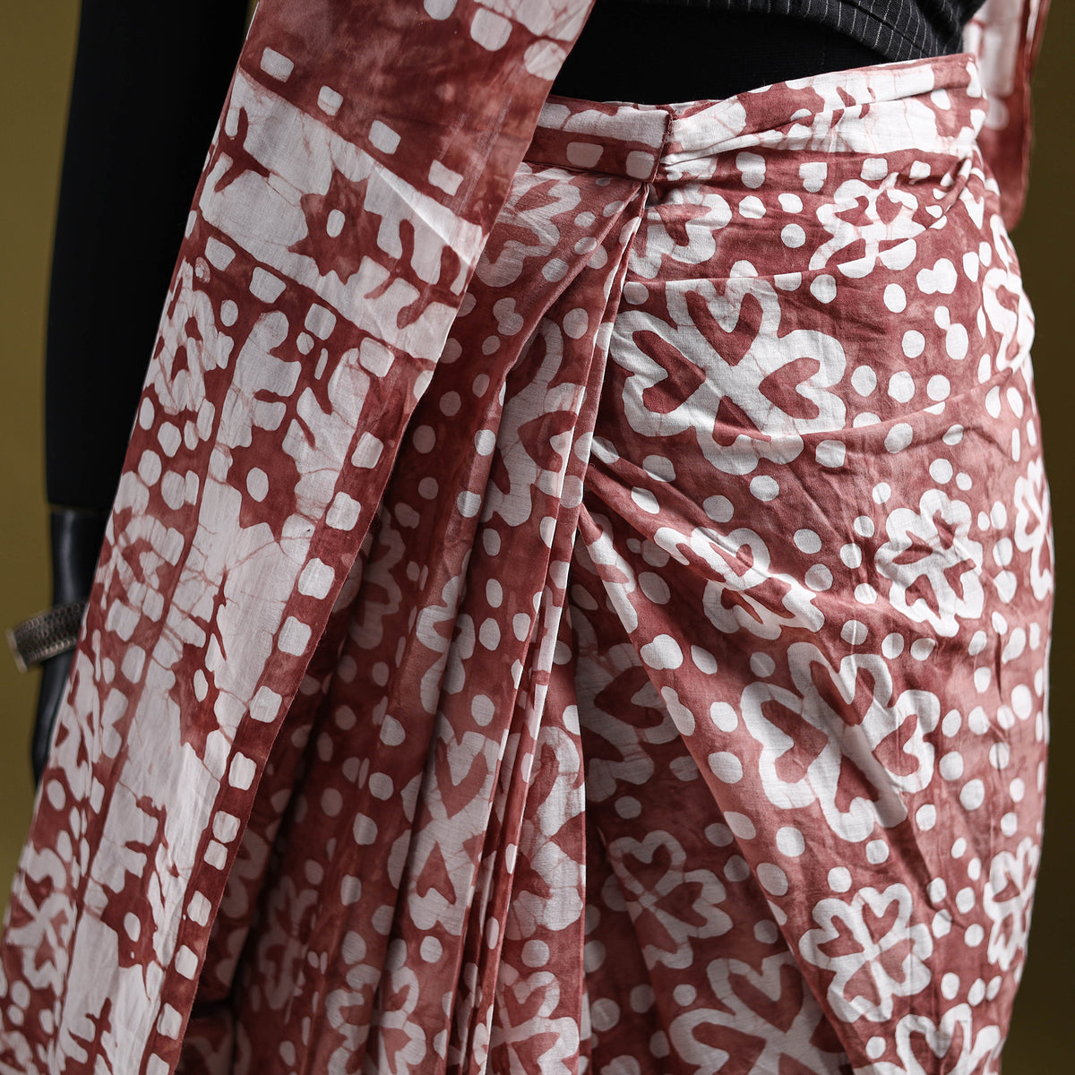 Batik Hand Block Print Pure Mul Cotton Ready To Wear Saree 48