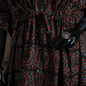Akola Hand Block Print Natural Dyed Cotton Kaftan (Medium) 167