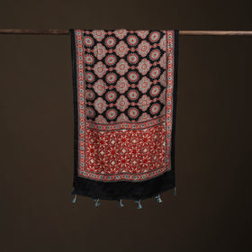 Hand Block Print Natural Dyed Modal Silk Ajrakh Stole 06