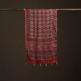 Hand Block Print Natural Dyed Modal Silk Ajrakh Stole 07