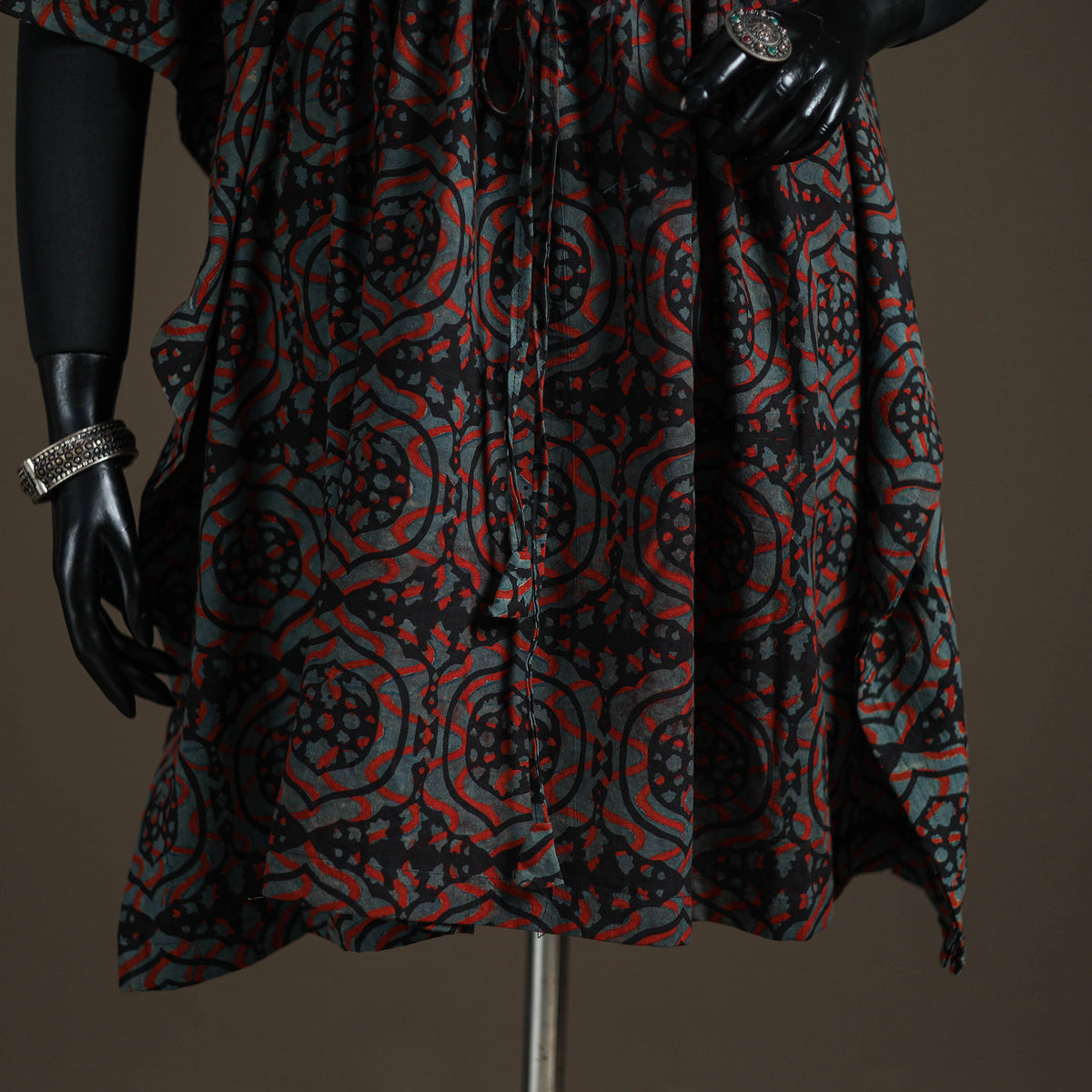 Akola Hand Block Print Natural Dyed Cotton Kaftan (Medium) 167
