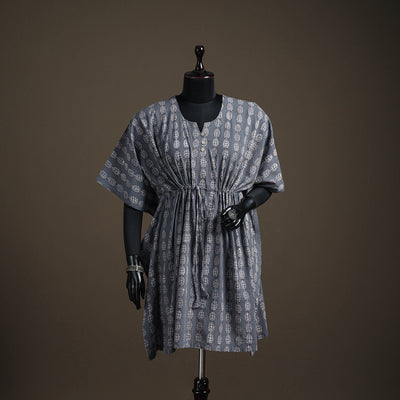 Akola Hand Block Print Natural Dyed Cotton Kaftan (Medium) 168