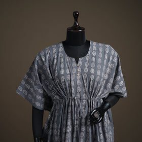 Akola Hand Block Print Natural Dyed Cotton Kaftan (Medium) 168